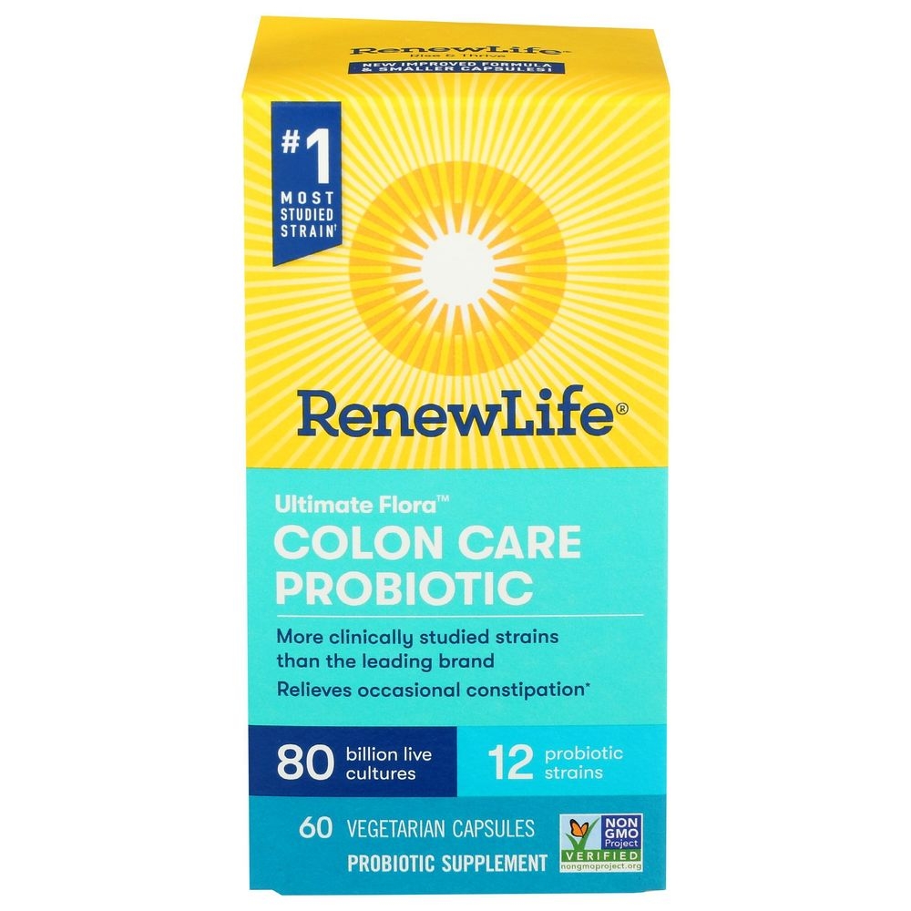 Renew Life Ultimate Flora Probiotic Colon Care Probiotic Supplement Vegetarian Capsules, 60 count -- 6 per case