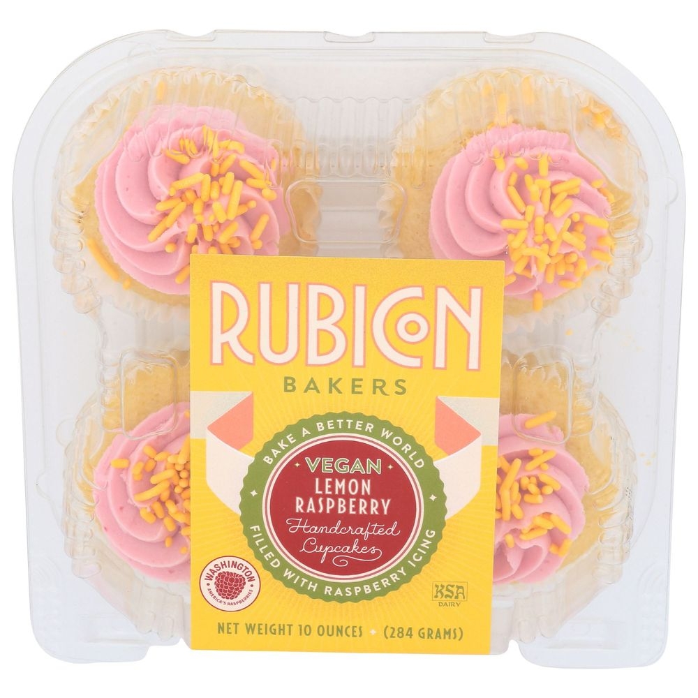 Rubicon Bakery Vegan Lemon Raspberry Cupcakes, 10 Ounce -- 12 per case