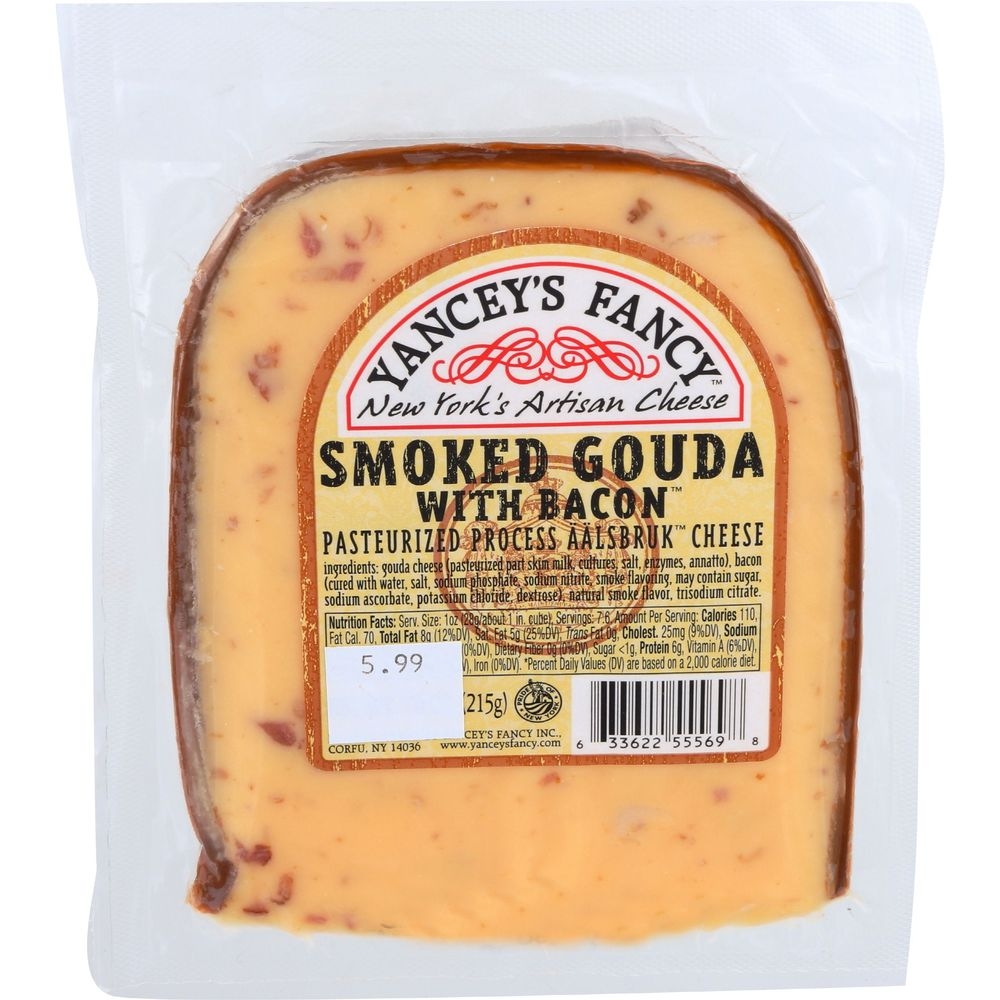 Yanceys Fancy Smoked Gouda Cheese with Bacon, 7.6 Ounce -- 10 per case