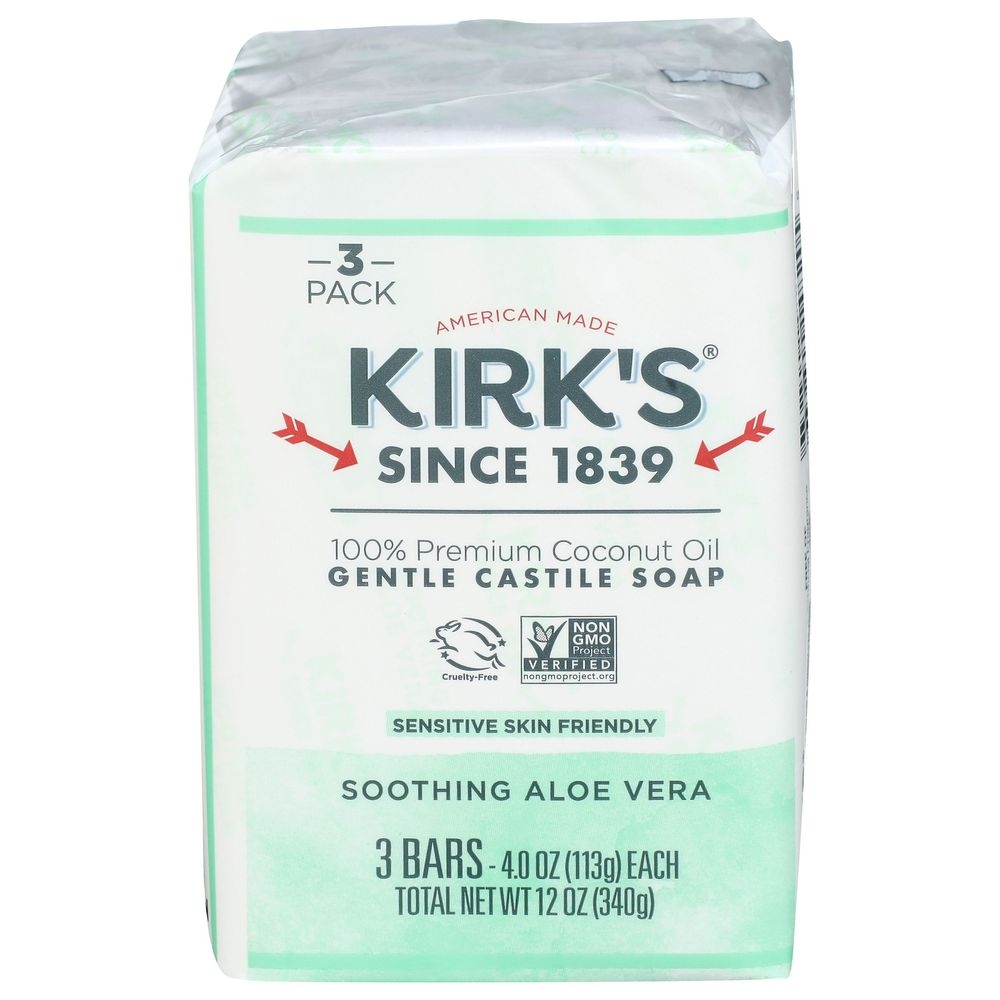 Kirks Soothing Aloe Vera Gentle Castile Bar Soap, 12 Ounce