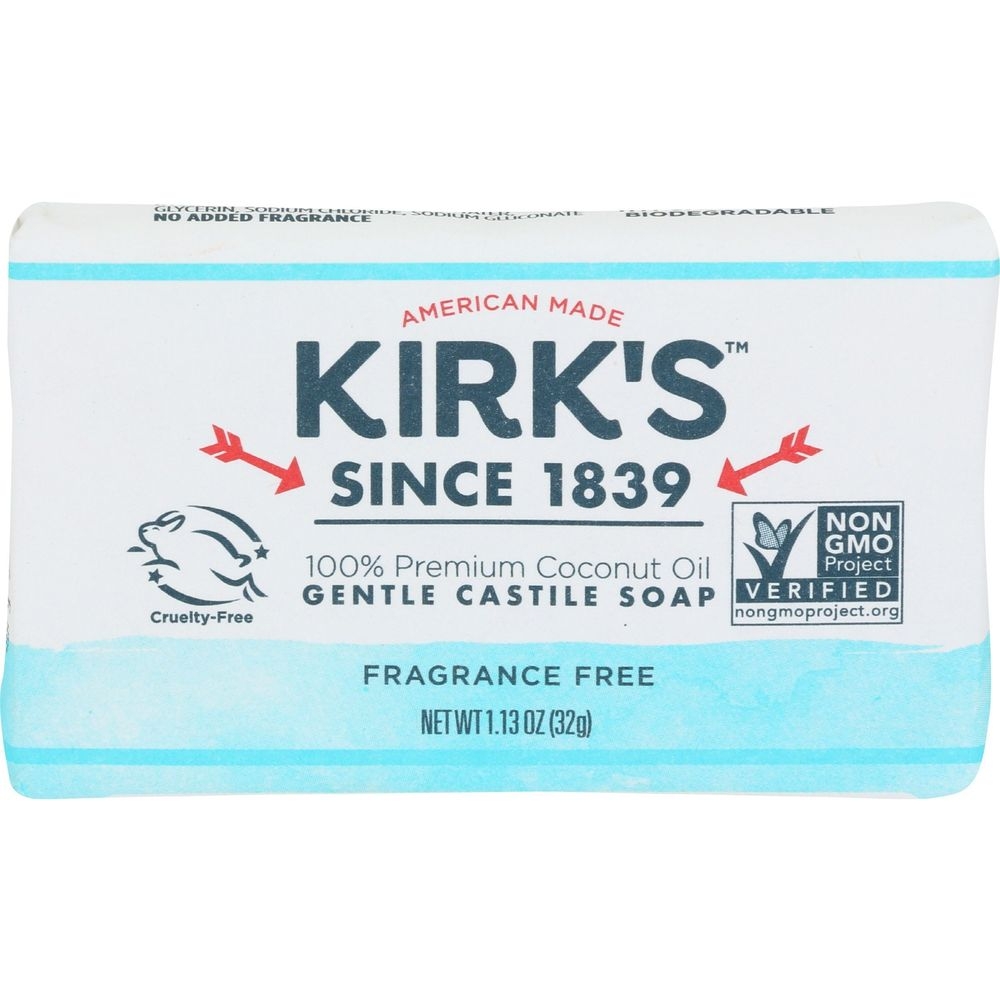 Kirks Fragrance Free Gentle Castile Bar Soap, 1.13 Ounce