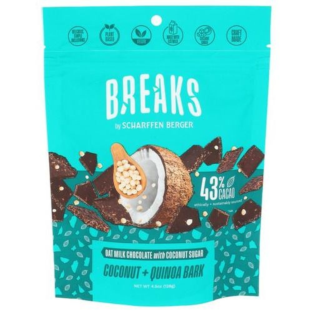 Scharffen Berger Breaks 43 Percent Cacao Quinoa and Coconut Oat Milk Chocolate Bark, 4.5 Ounce -- 8 per case