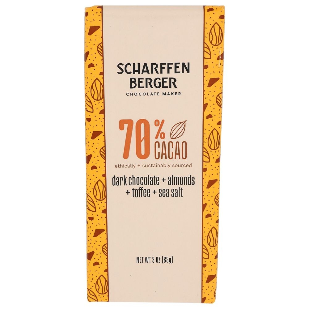 Scharffen Berger Dark Chocolate with Almonds Toffee and Sea Salt, 3 Ounce -- 12 per case