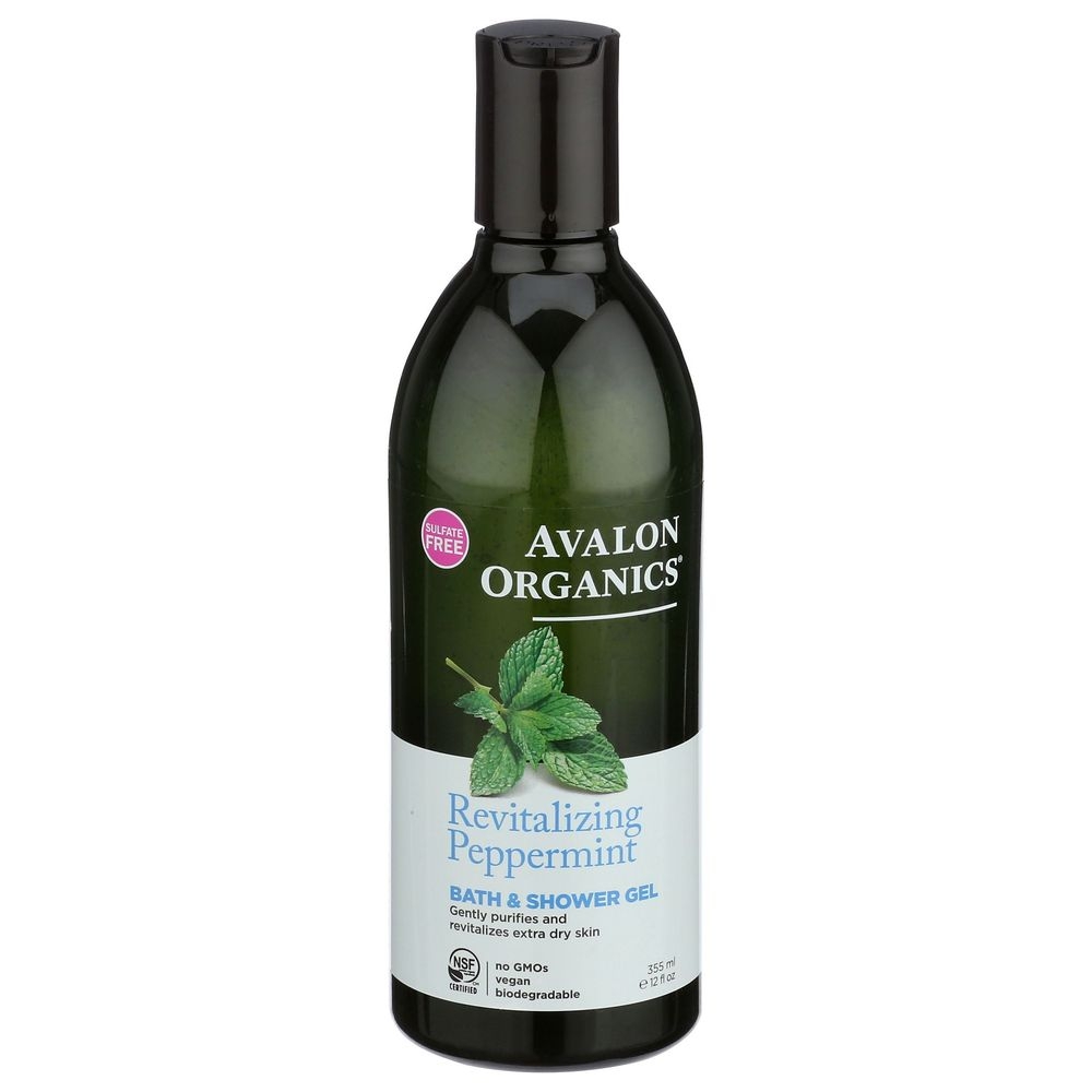 Avalon Organics Peppermint Bath and Shower Gel, 12 Ounce