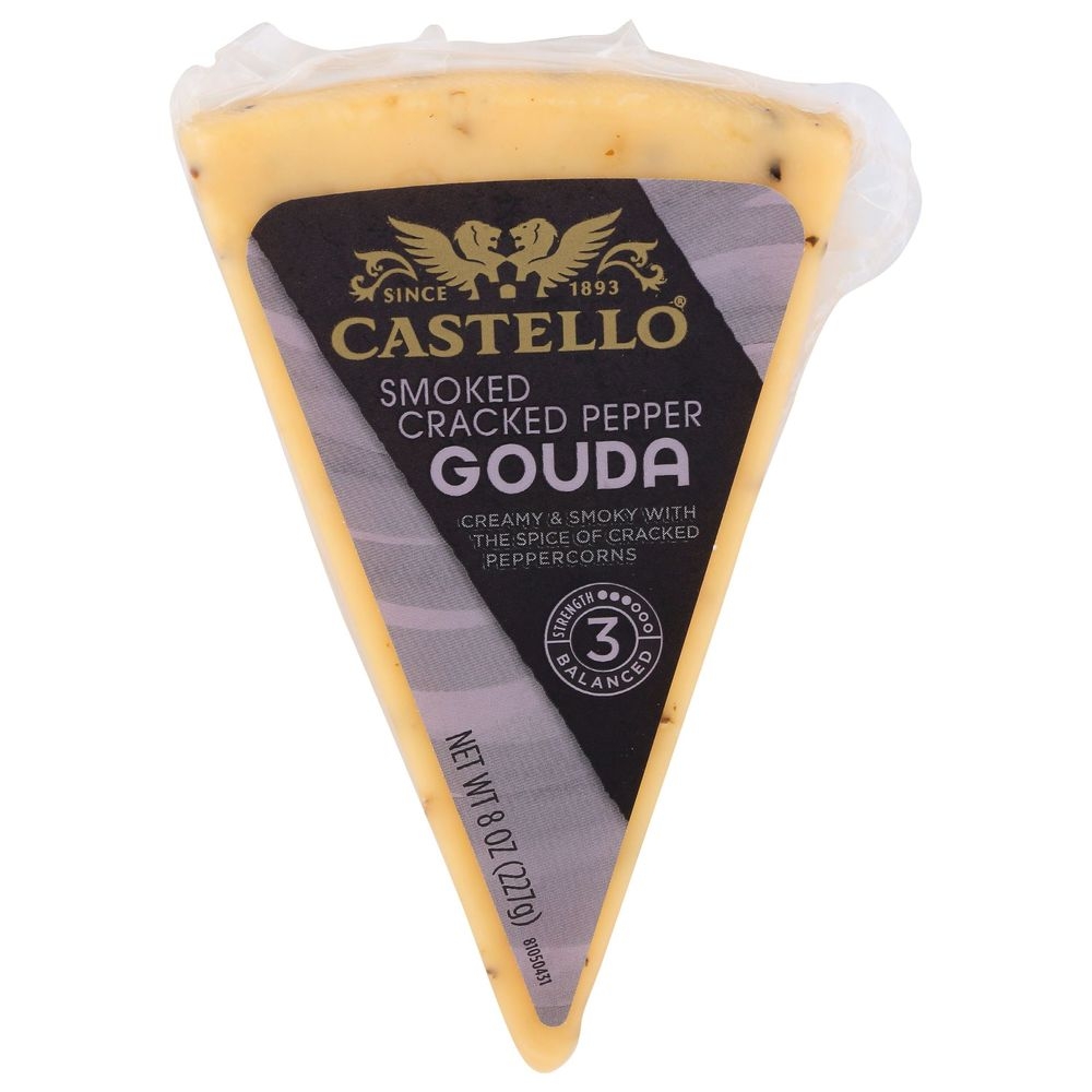 Castello Smoked Cracked Pepper Gouda Cheese Wedge, 8 Ounce -- 12 per case
