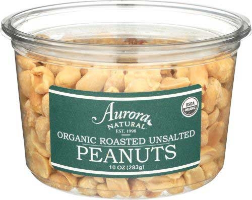 Aurora Natural Organic Roasted Unsalted Peanuts, 10 Ounce -- 12 per case