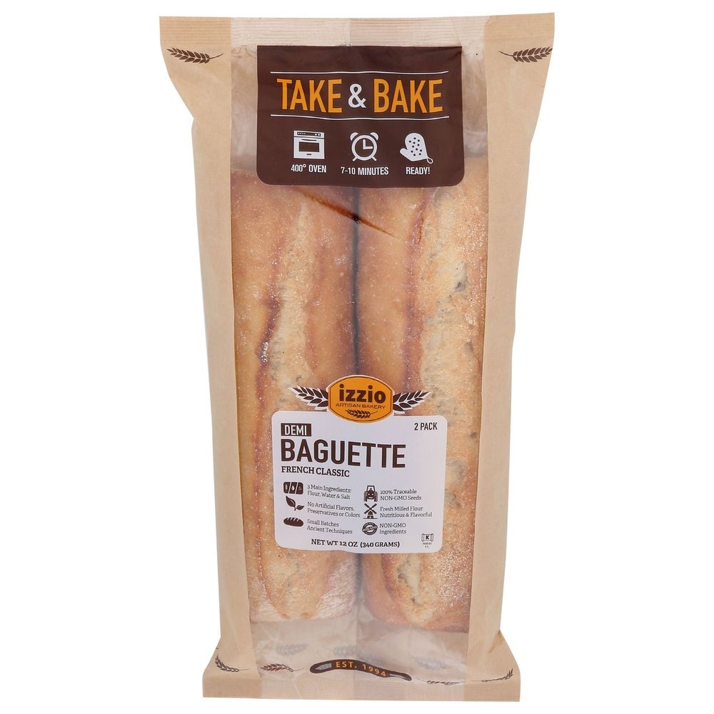 Izzio Artisan Bakery Demi Baguette Bread, 14 Ounce -- 16 per case