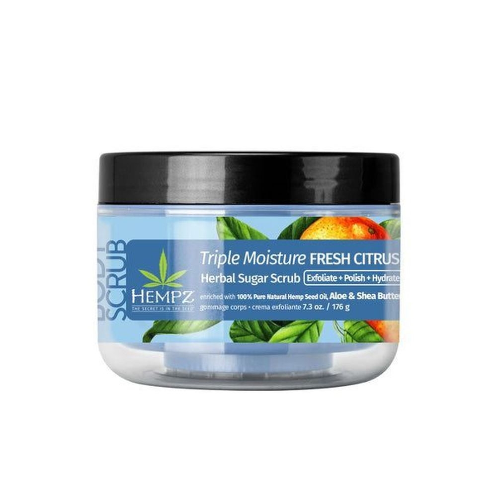 Hempz Triple Moisture Fresh Citrus Herbal Sugar Body Scrub, 7.3 Ounce