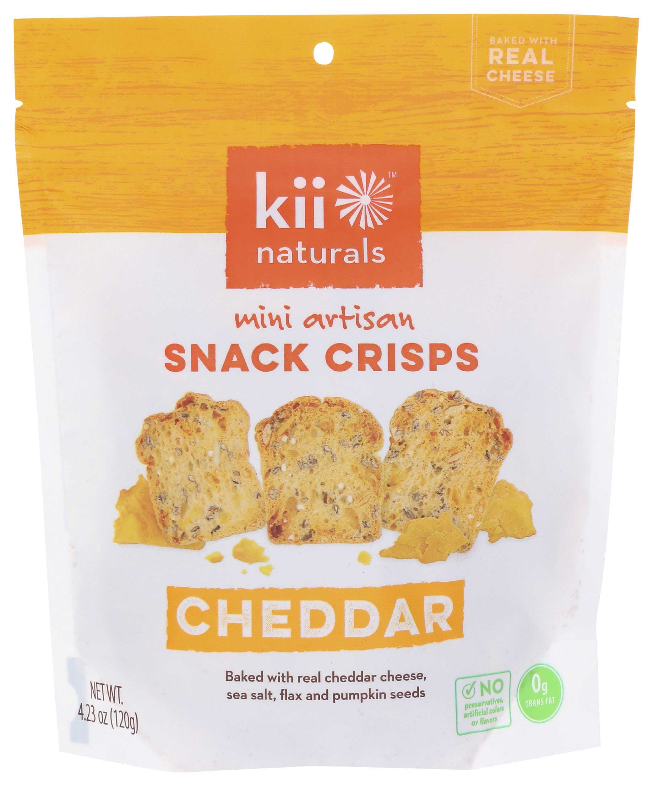 Kii Naturals Cheddar Snack Crisps, 4.23 Ounce -- 12 per case