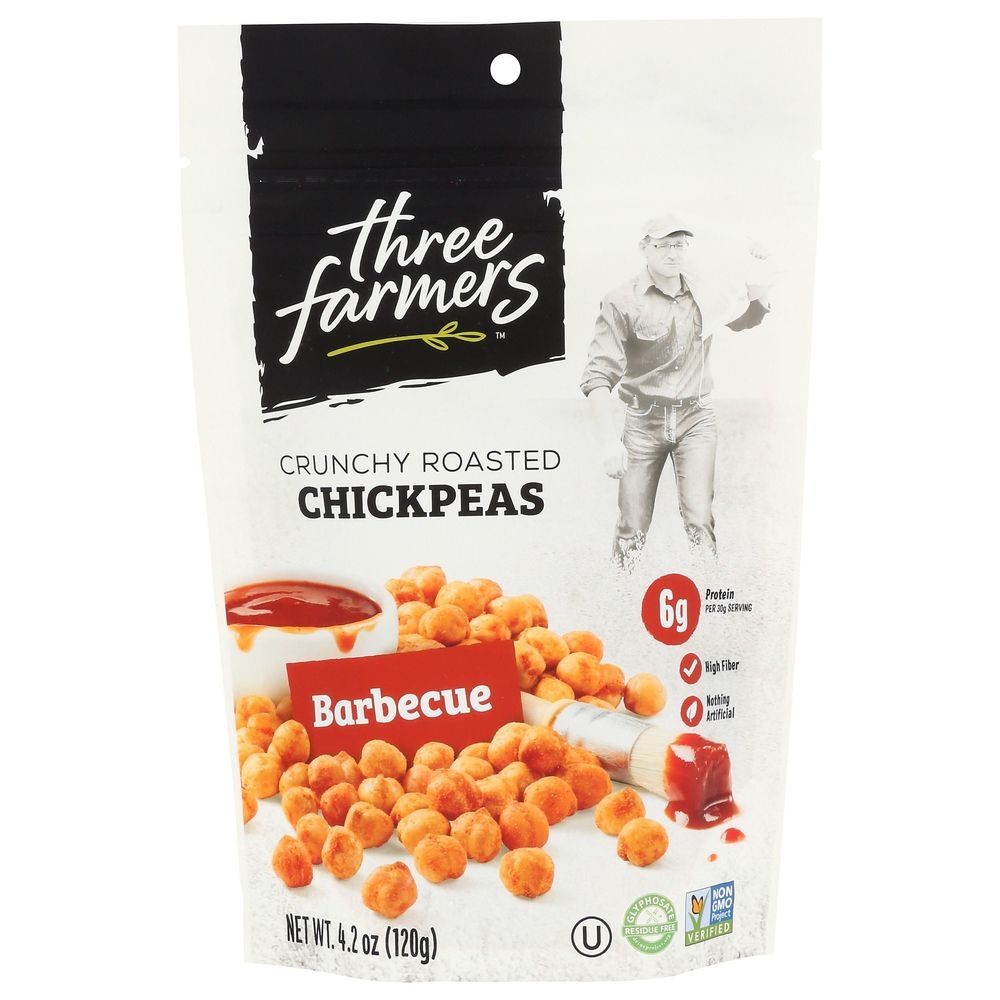 Three Farmers Barbecue Roasted Chickpeas, 4.2 Ounce -- 6 per case