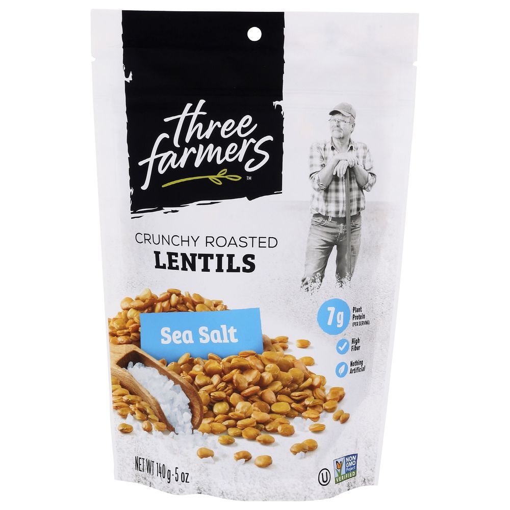 Three Farmers Sea Salt Lightly Salted Roasted Lentils, 140 Gram -- 6 per case