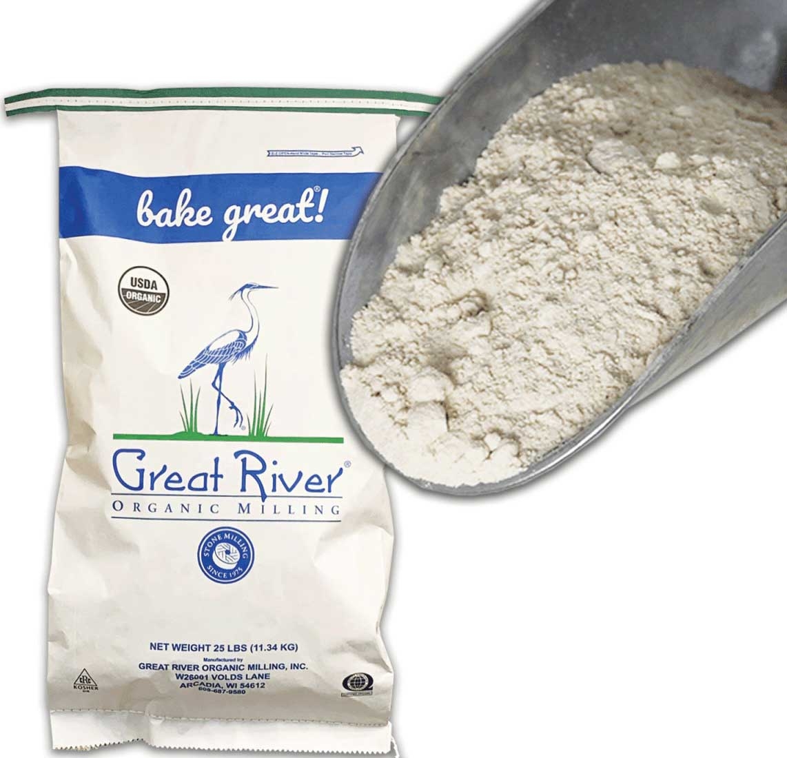 Great River Organic Whole Wheat Pastry Flour, 25 Pound