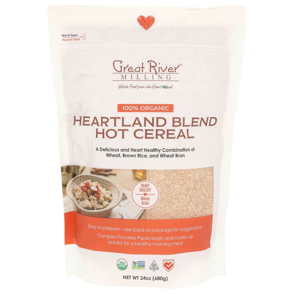 Great River Organic Milling Heartland Blend Whole Grain Hot Cereal, 24 Ounce -- 4 per case