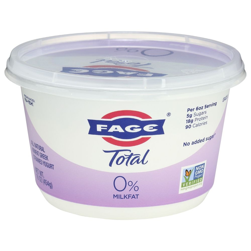 Fage Total 0 Percent Milkfat Plain Greek Yogurt, 16 Ounce -- 6 per case