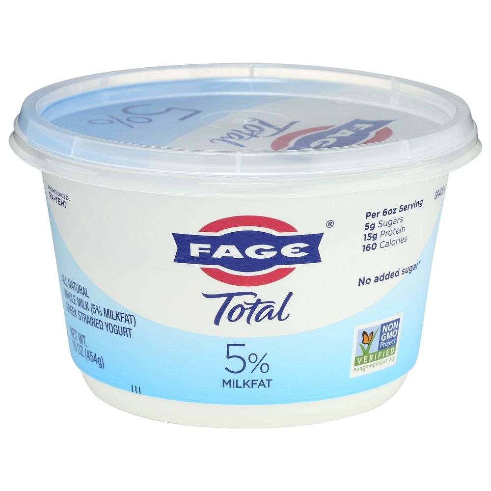 Fage Total 5 Percent Milkfat Plain Milk Yogurt, 16 Ounce -- 6 per case