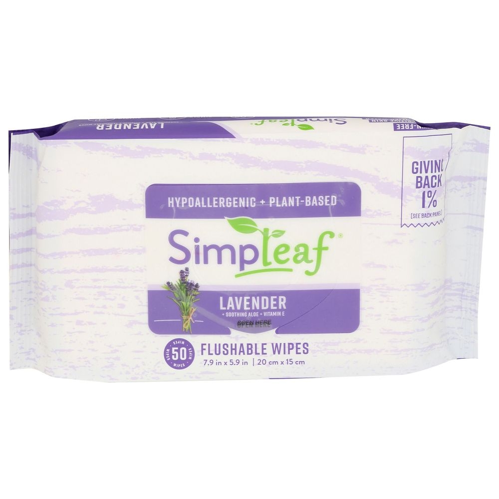 Simpleaf Lavender Flushable Wipes, 50 count -- 6 per case