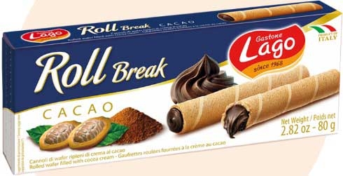 Gastone Lago Cacao Wafer Roll Break, 2.82 Ounce -- 12 per case