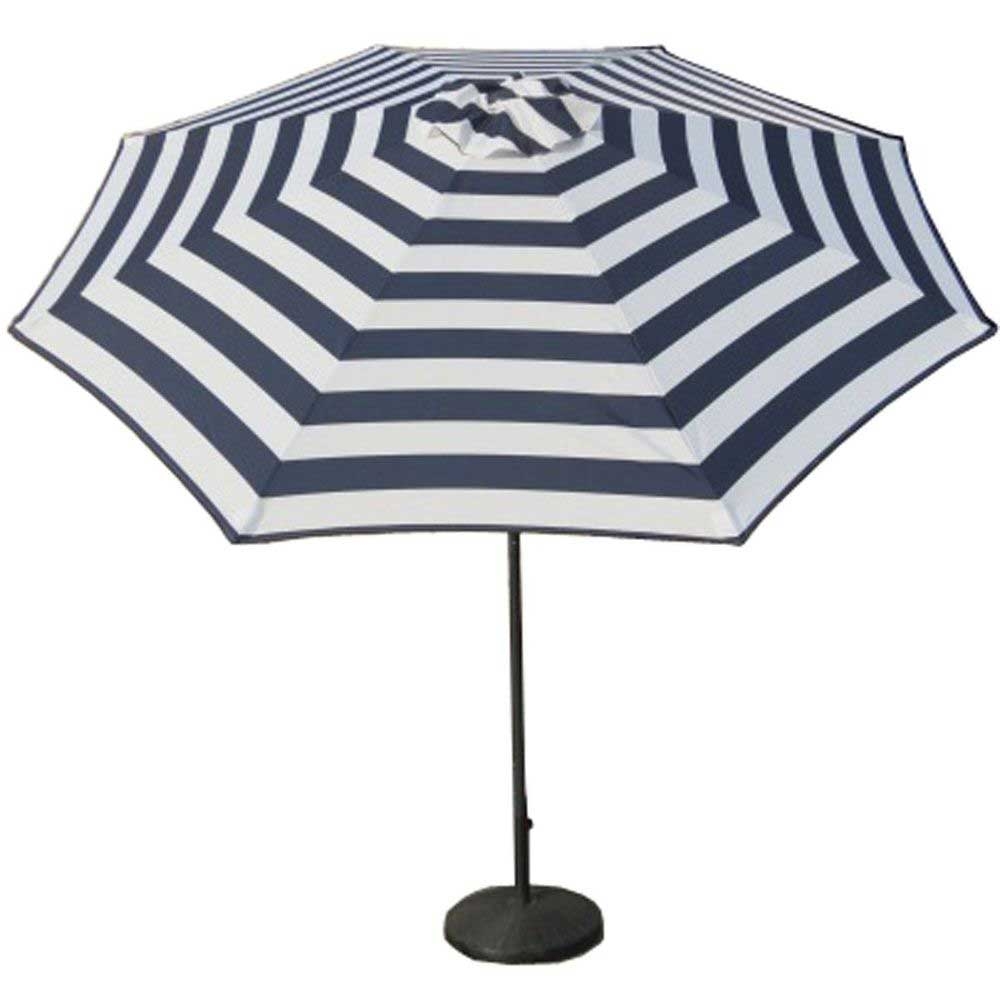 American Maid Aluminum Navy Blue and White Stripe Umbrella, 9 feet -- 4 per case