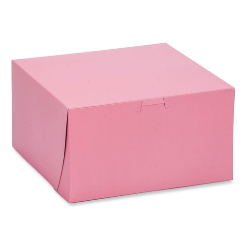 SCT Pink Paper One-Piece Non-Window Bakery Box, 8 x 8 x 5 inch -- 100 per case
