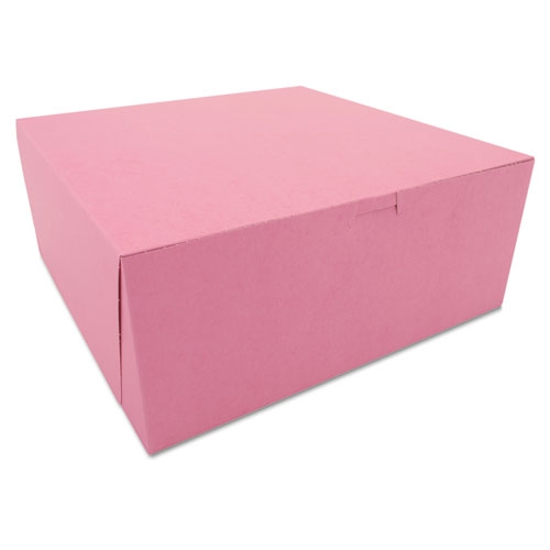 SCT Pink Paper One-Piece Non-Window Bakery Box, 12 x 12 x 5 inch -- 100 per case