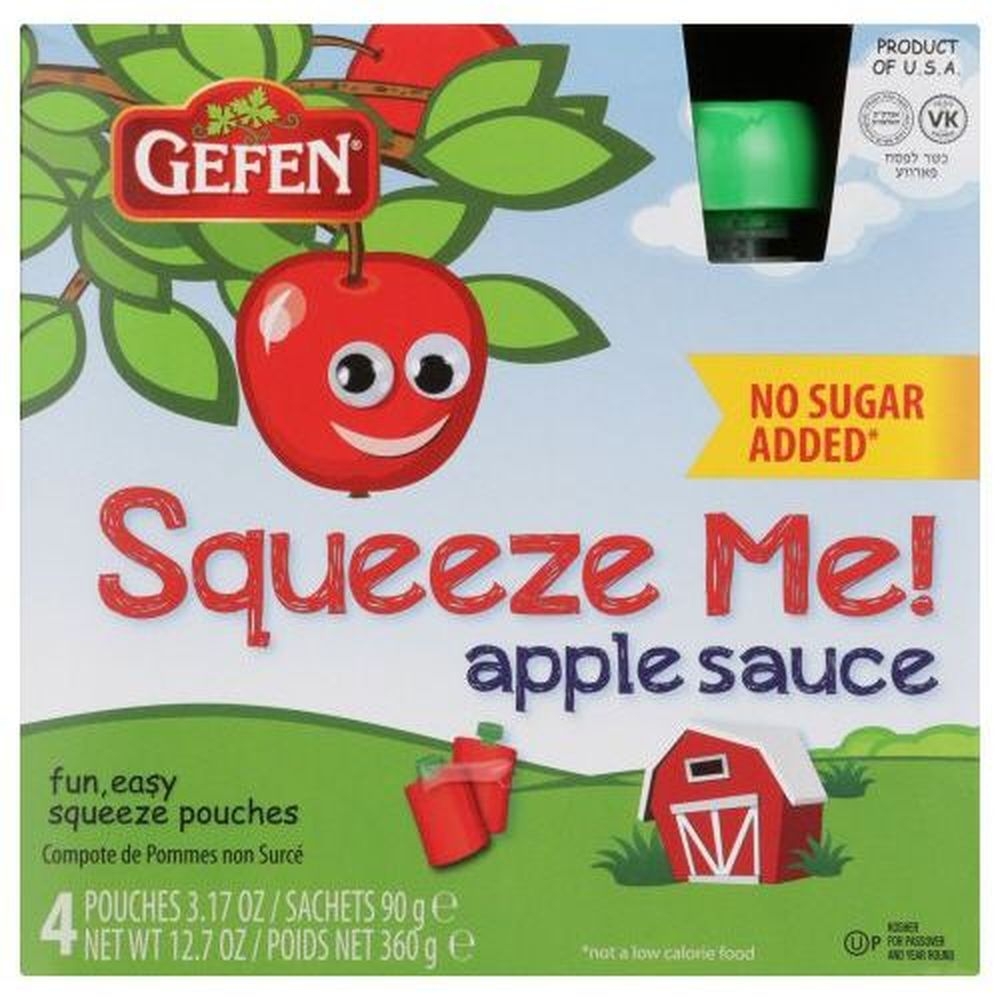 Gefen 3.17 Ounce Unsweetened Natural Apple Sauce, 4 count -- 6 per case