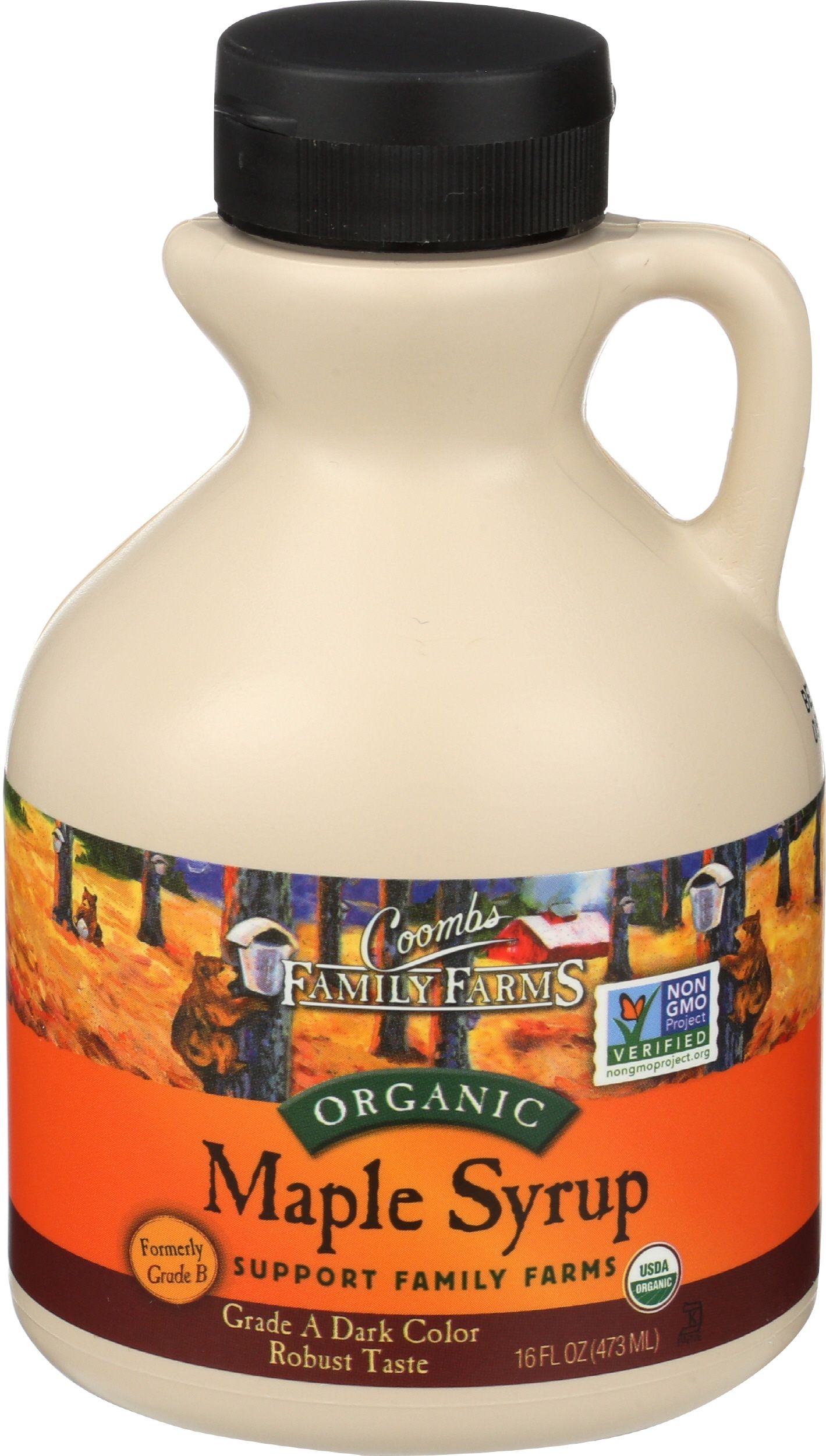 Coombs Family Farms Organic Grade A Dark Color Robust Taste Maple Syrup, 16 Ounce -- 12 per case