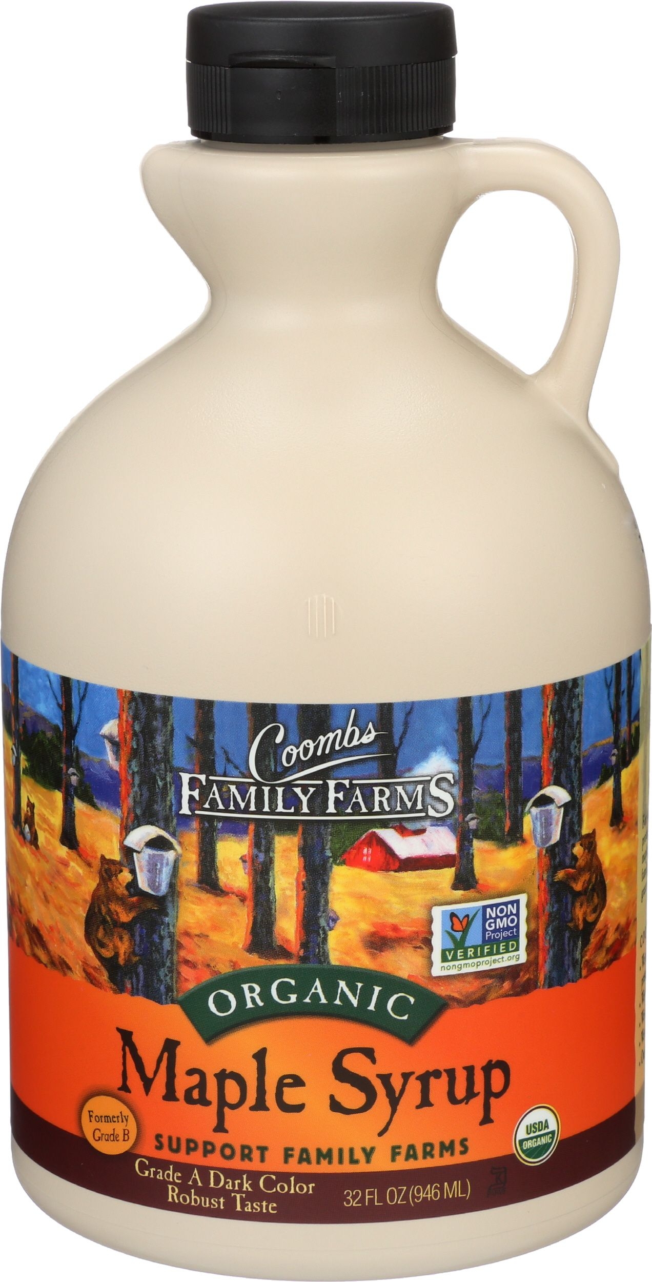 Coombs Family Farms Organic Grade A Dark Color Robust Taste Maple Syrup, 32 Ounce -- 6 per case