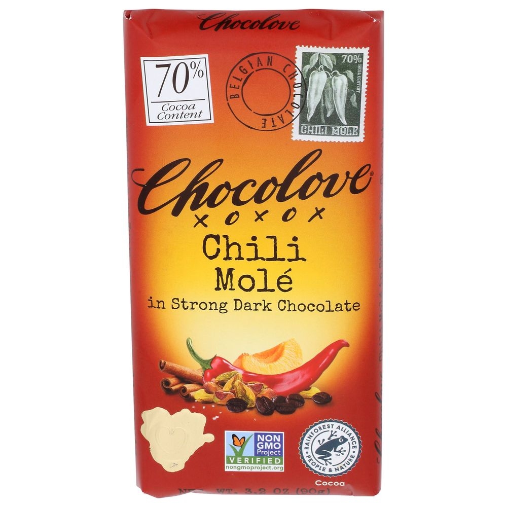 Chocolove Chili Mole Dark Chocolate Bar, 3.2 Ounce -- 12 per case