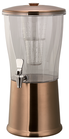 Service Ideas Elite Stainless Steel Rose Gold Round Cold Beverage Dispenser, 3 Gallon Capacity
