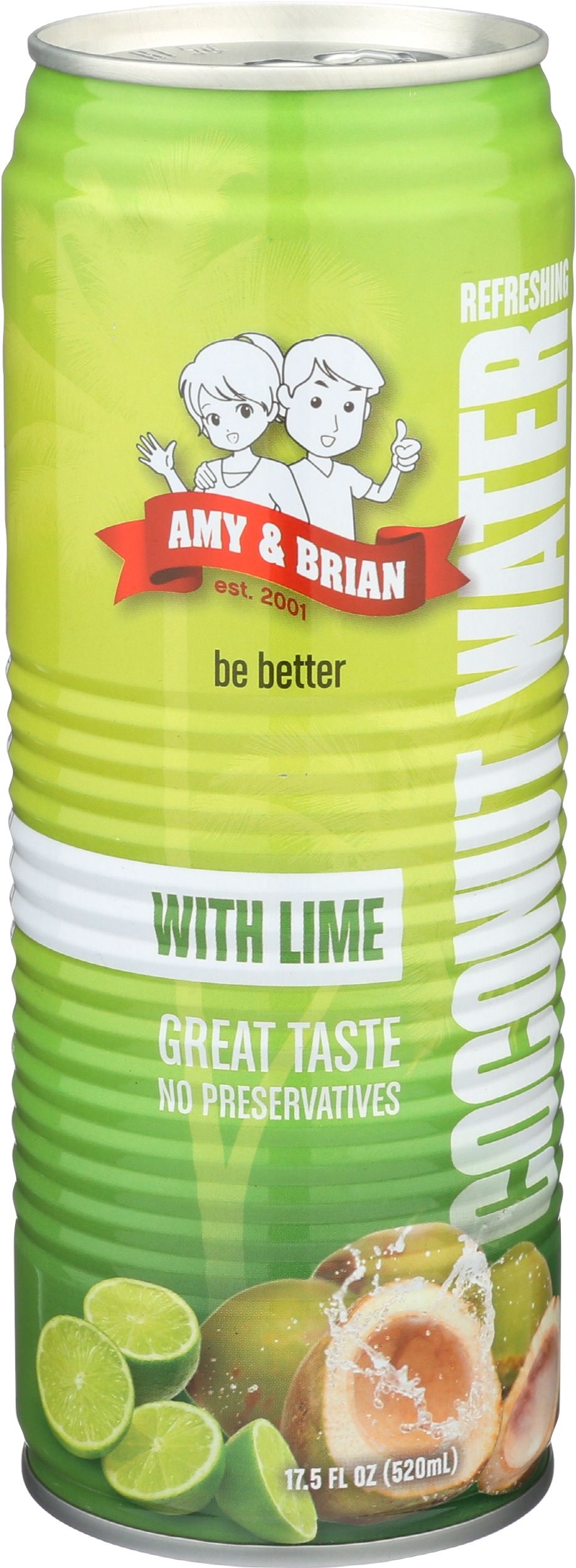Amy and Brian Natural Coconut Juice with Lime, 17.5 Fluid Ounce -- 12 per case