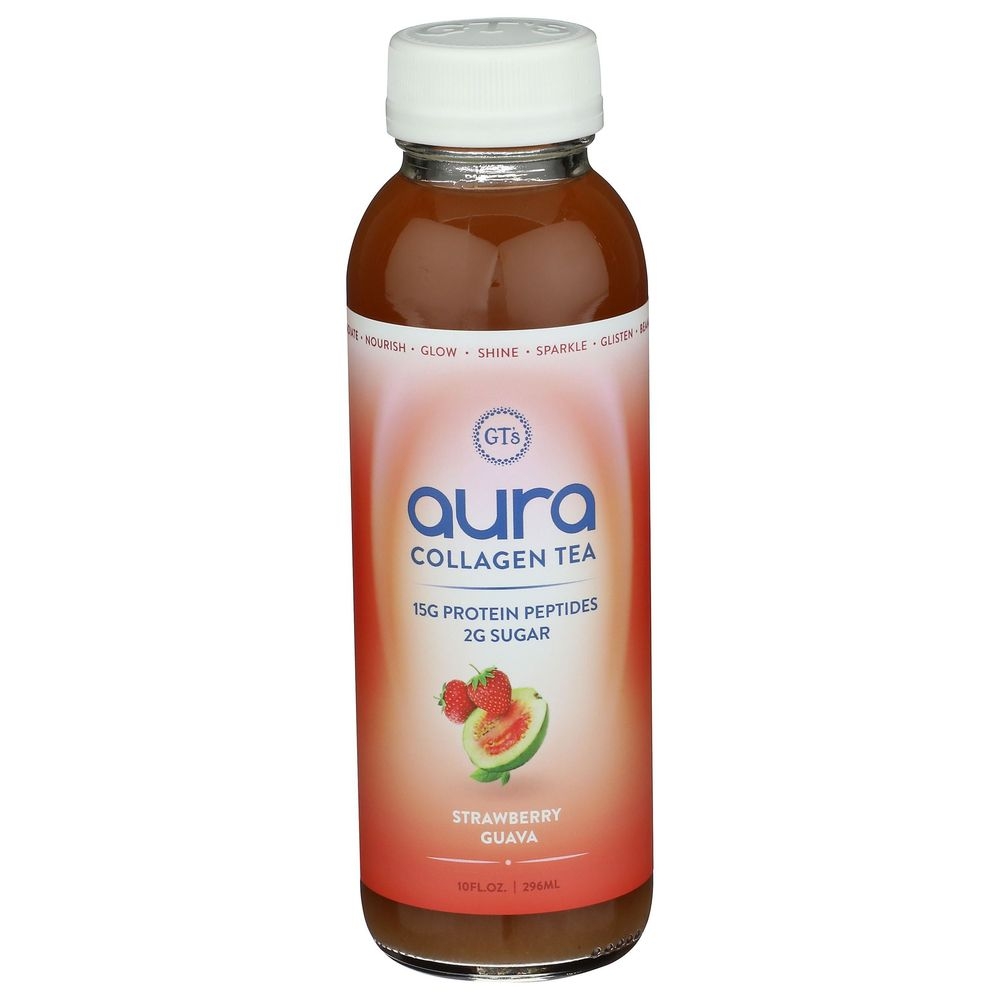 GTs Aura Strawberry Guava Collagen Tea, 10 Fluid Ounce -- 12 per case