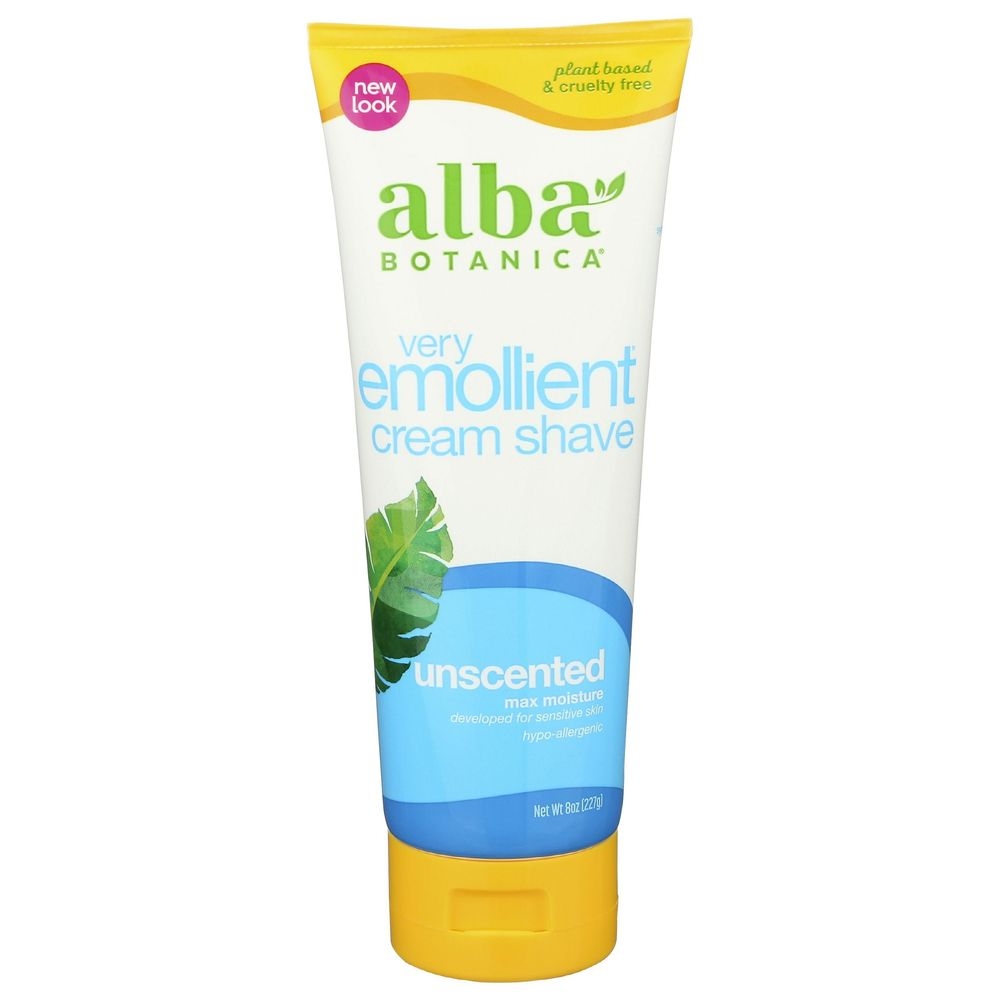 Alba Botanica Unscented Very Emollient Shave Cream, 8 Ounce