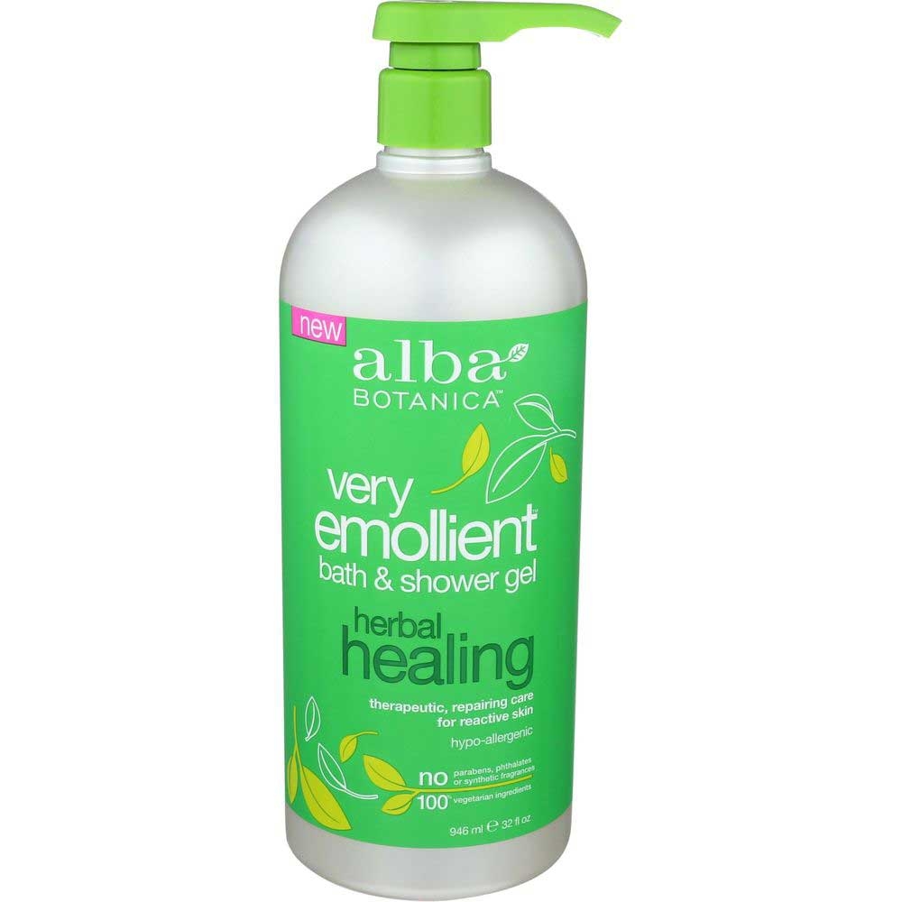 Alba Botanica Very Emollient Herbal Healing Bath and Shower Gel, 32 Fluid Ounce