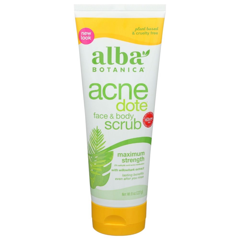 Alba Botanica Acnedote Face and Body Scrub, 8 Ounce