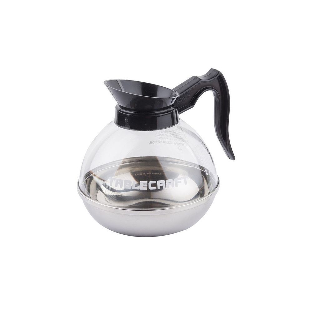 Tablecraft Polycarbonate Clear Coffee Decanter with Black Handle, 64 Ounce Capacity