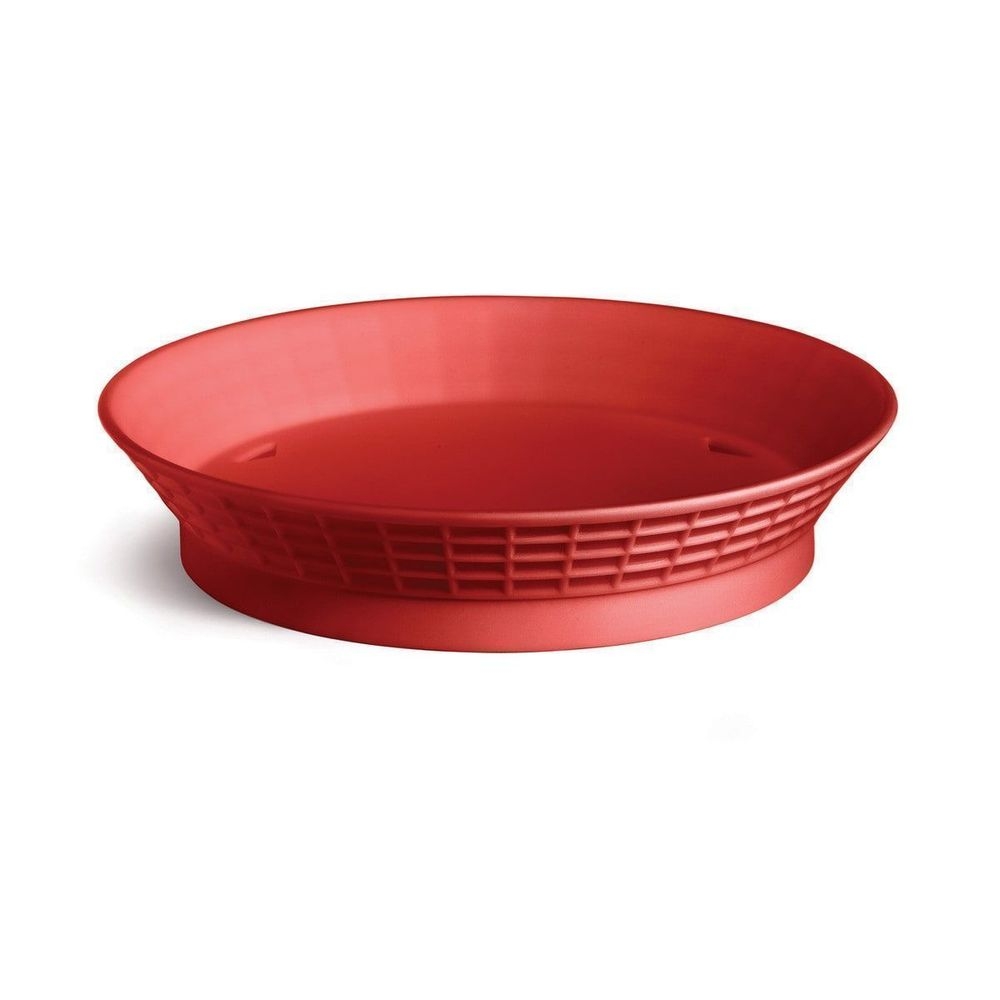 Tablecraft Red Polypropylene Diner Platter with Base, 9 x 9 x 1.75 inch -- 12 per case