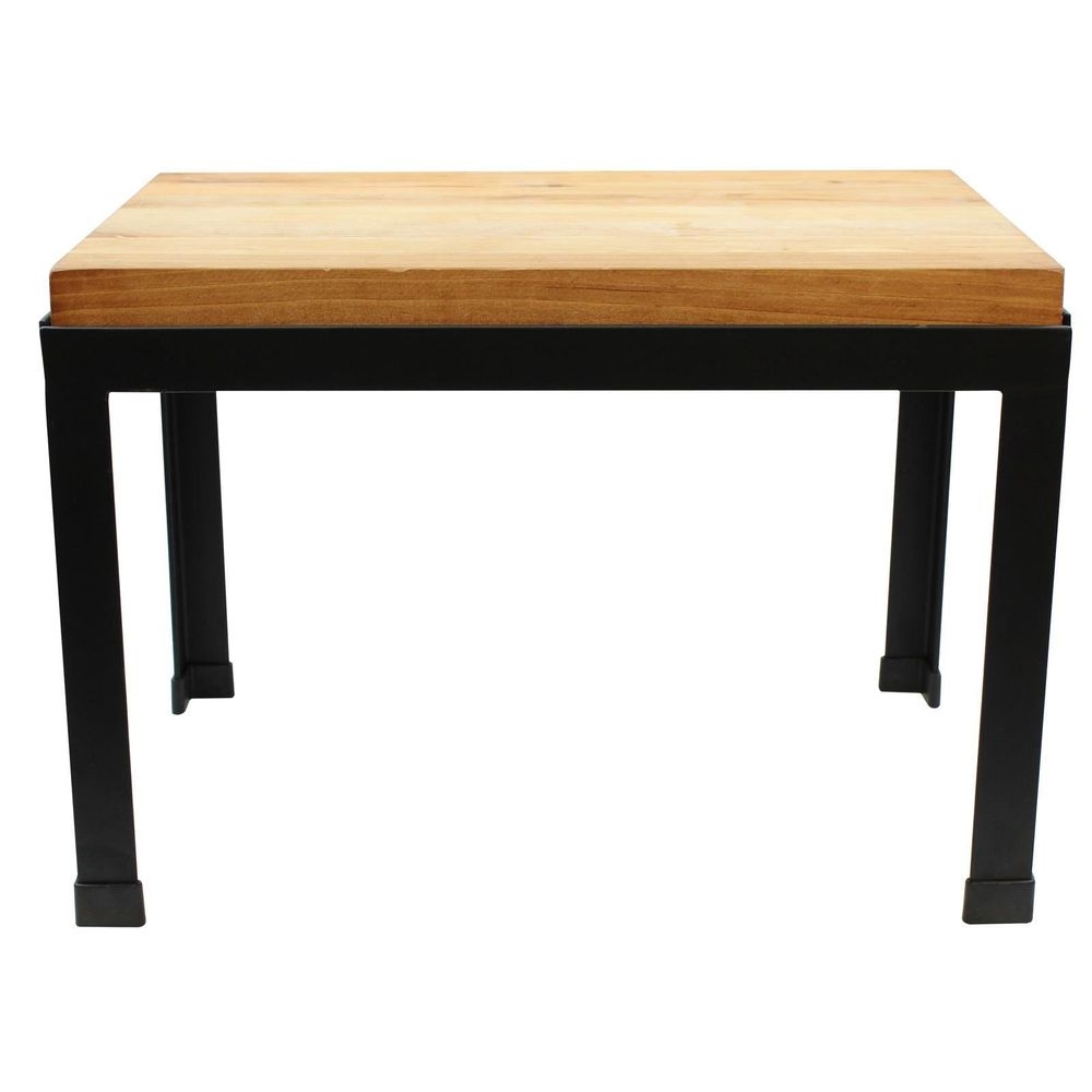 Tablecraft Black Powder Coated Frame Riser with Wood Butcher Block Top, 18.5 x 12.5 x 12.75 inch