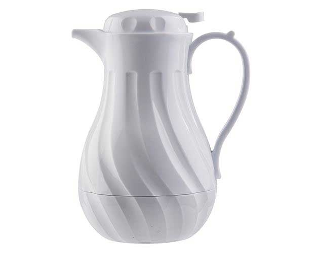 Tablecraft Polypropylene White Insulated Swirl Coffee Carafe, 20 Ounce Capacity