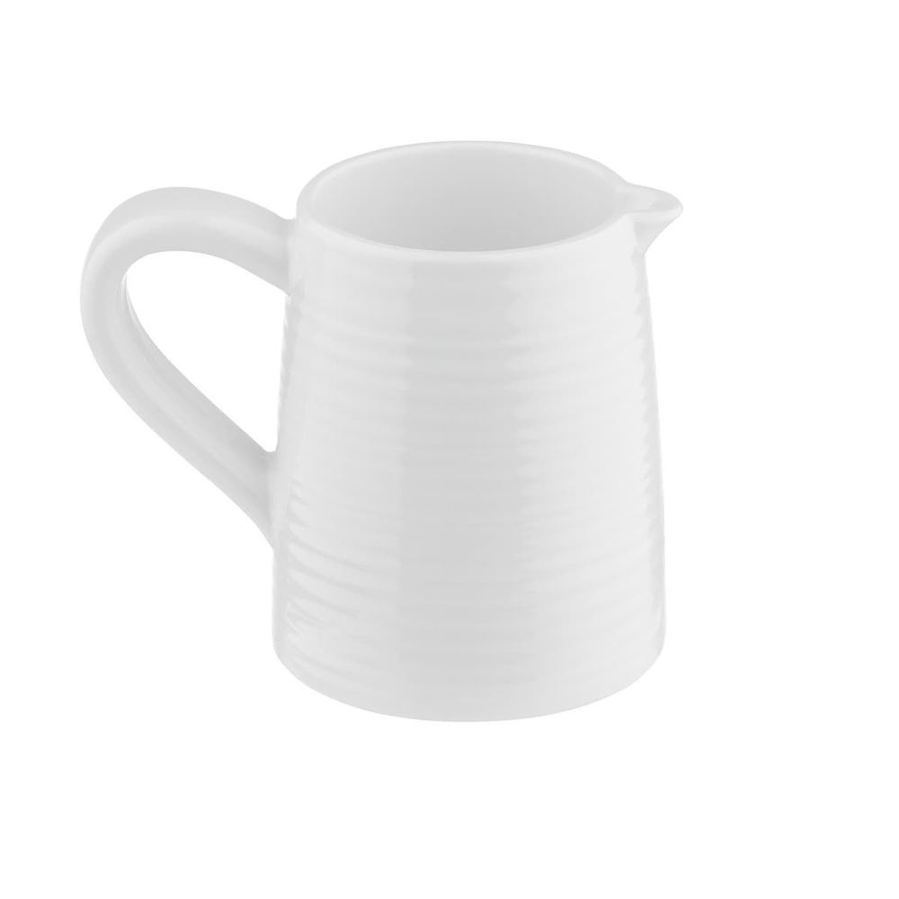 Tablecraft Pulito Collection White Melamine Textured Finish Creamer, 4 3/8 x 3 x 3 5/8 inch -- 12 per case