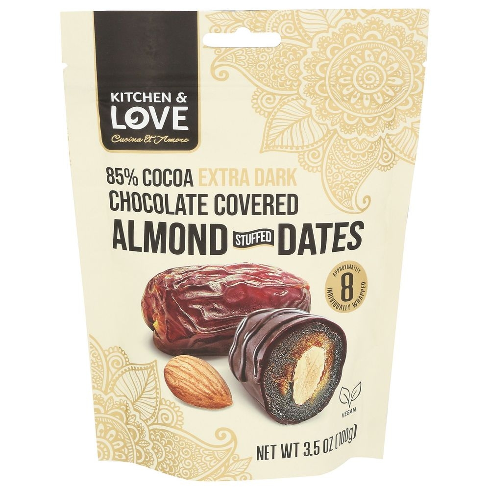 Kitchen and Love Chocolate Covered Almond Stuffed Dates, 3.5 Ounce -- 8 per case