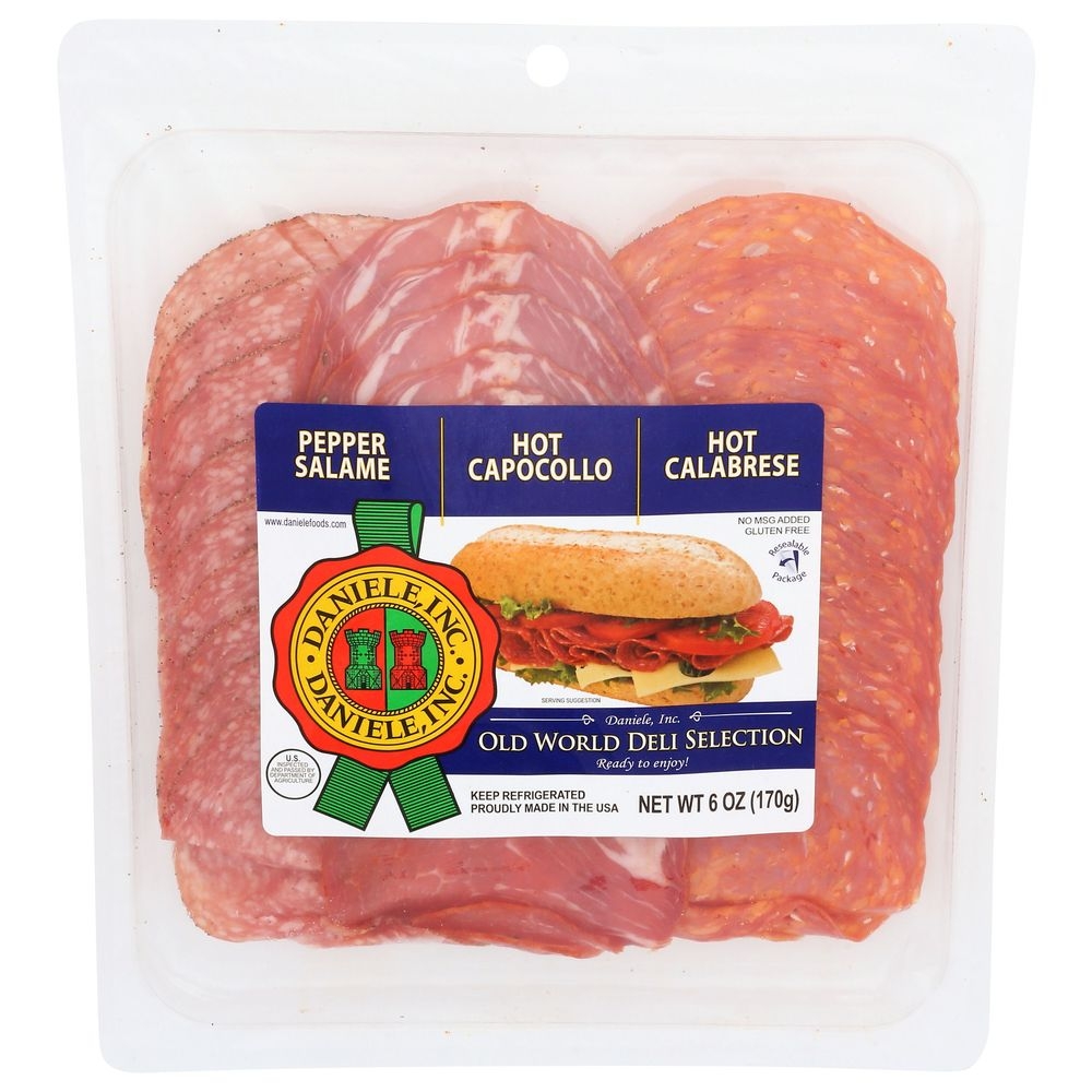 Daniele Spicy Trio Pepper Salami Hot Capocollo Hot Calabrese, 6 Ounce -- 12 per case
