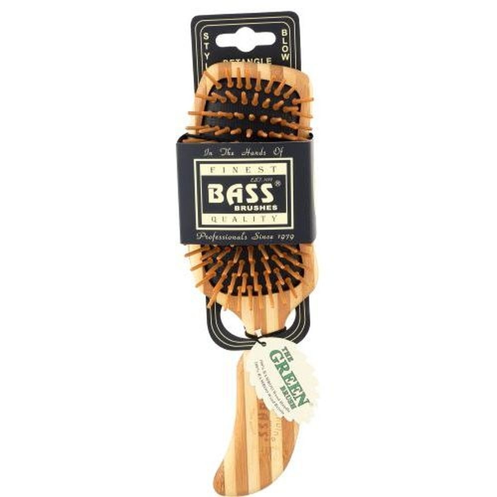Bass Brushes The Green Brush 19 Semi S Hairbrush with Bamboo Pins Plus Bamboo Handle