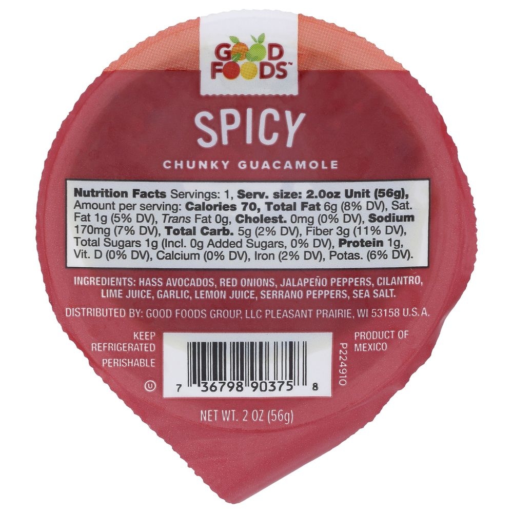Good Foods Spicy Chunky Guacamole, 8 Ounce -- 6 per case