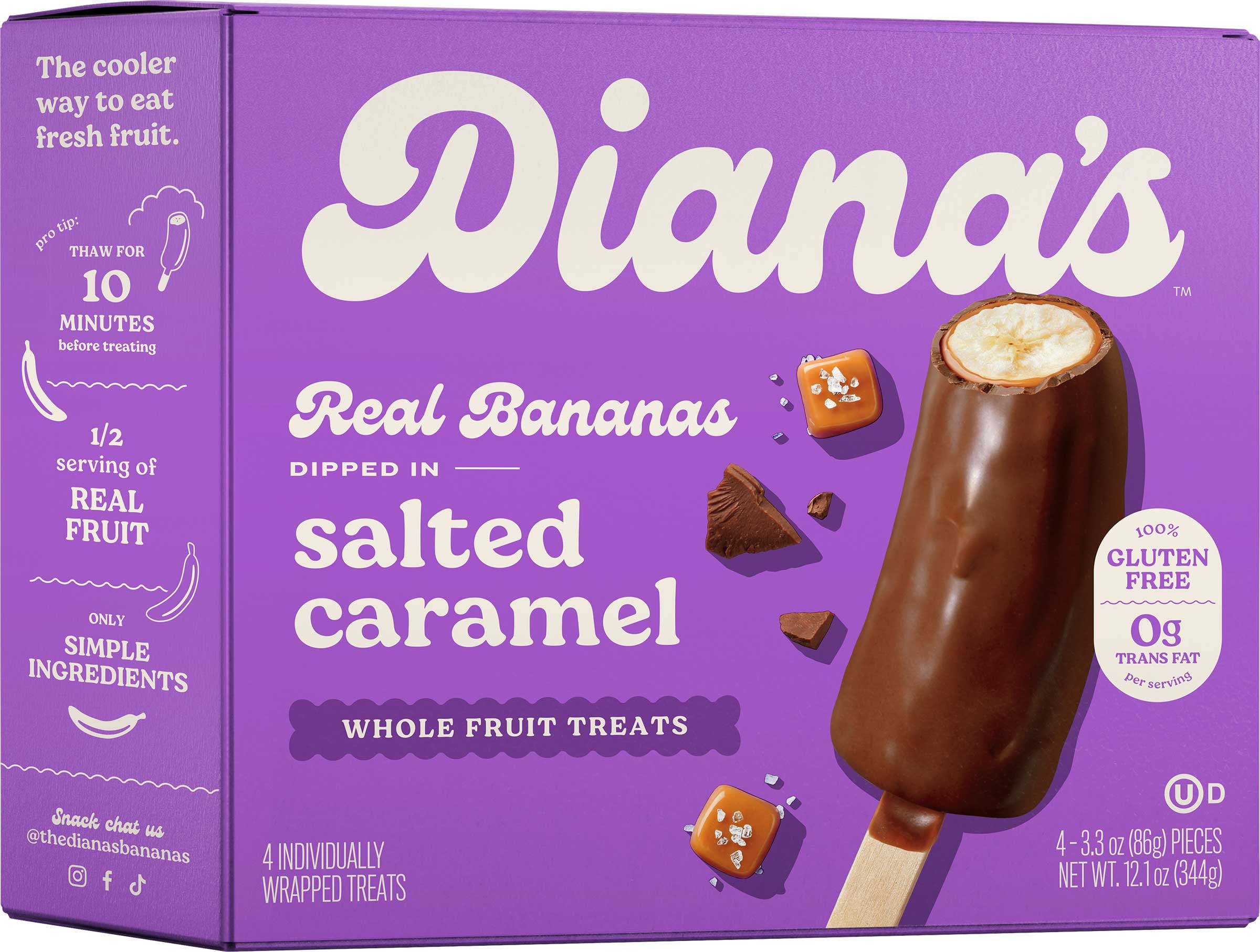 Dianas Real Bananas Double Dipped in Salted Caramel and Milk Chocolate, 12.08 Ounce -- 12 per case