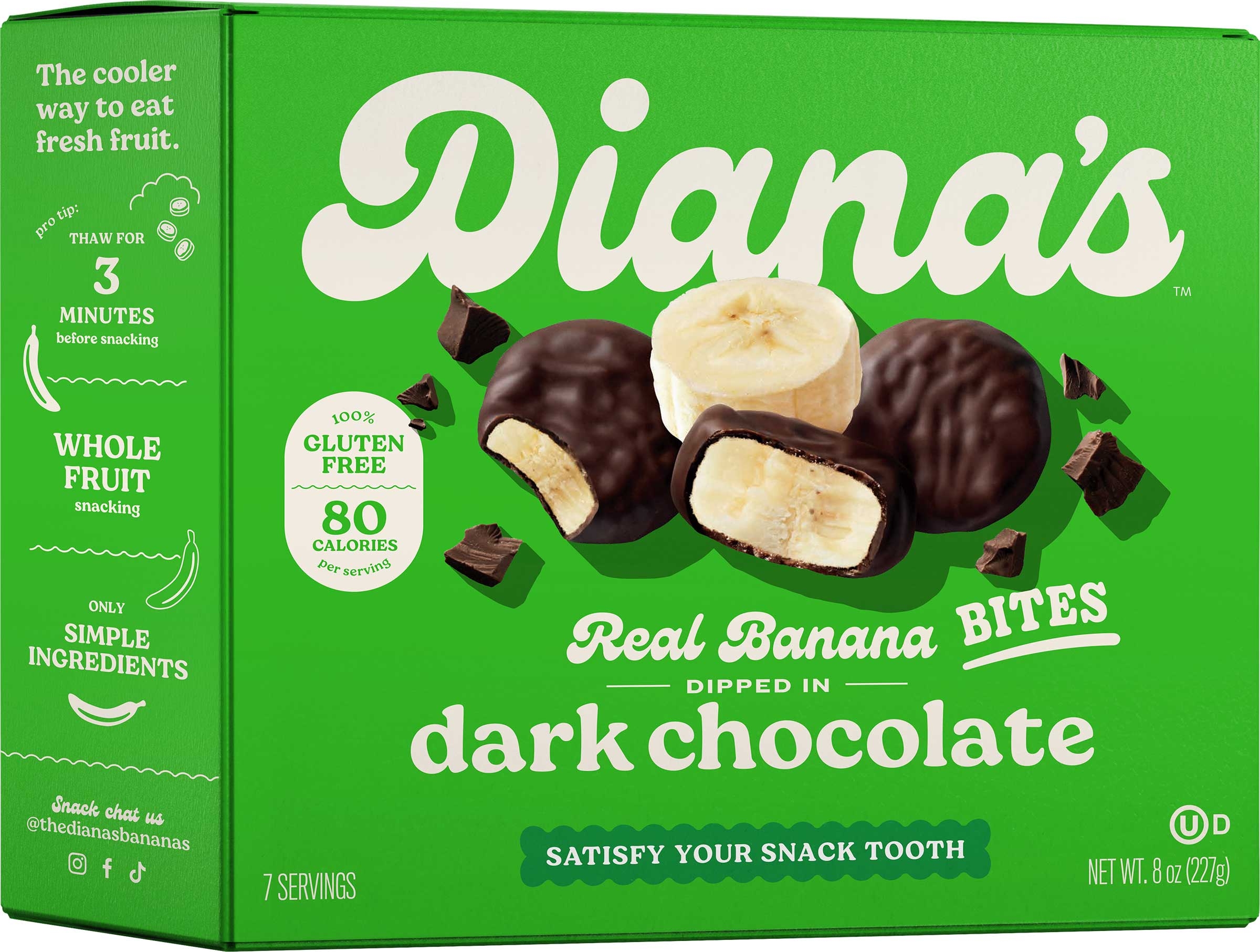 Dianas Dark Chocolate Real Banana Bites, 8 Ounce -- 12 per case.