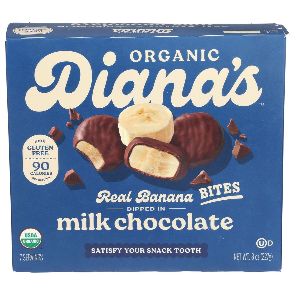 Dianas Organic Milk Chocolate Banana Bites, 8 Ounce -- 12 per case.