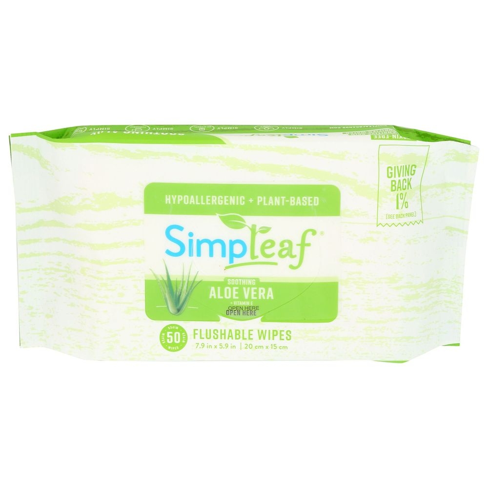 Simpleaf Aloe Vera Flushable Wipes, 50 count -- 6 per case