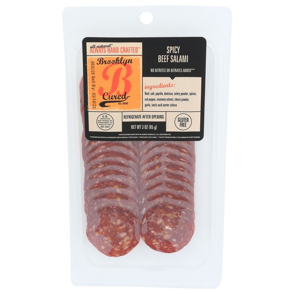 Brooklyn Cured Presliced Spicy Beef Salami, 3 Ounce -- 12 per case
