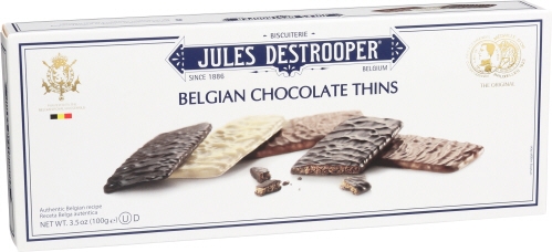 Jules Destrooper Belgian Chocolate Thins Cookie, 3.53 Ounce -- 12 per case