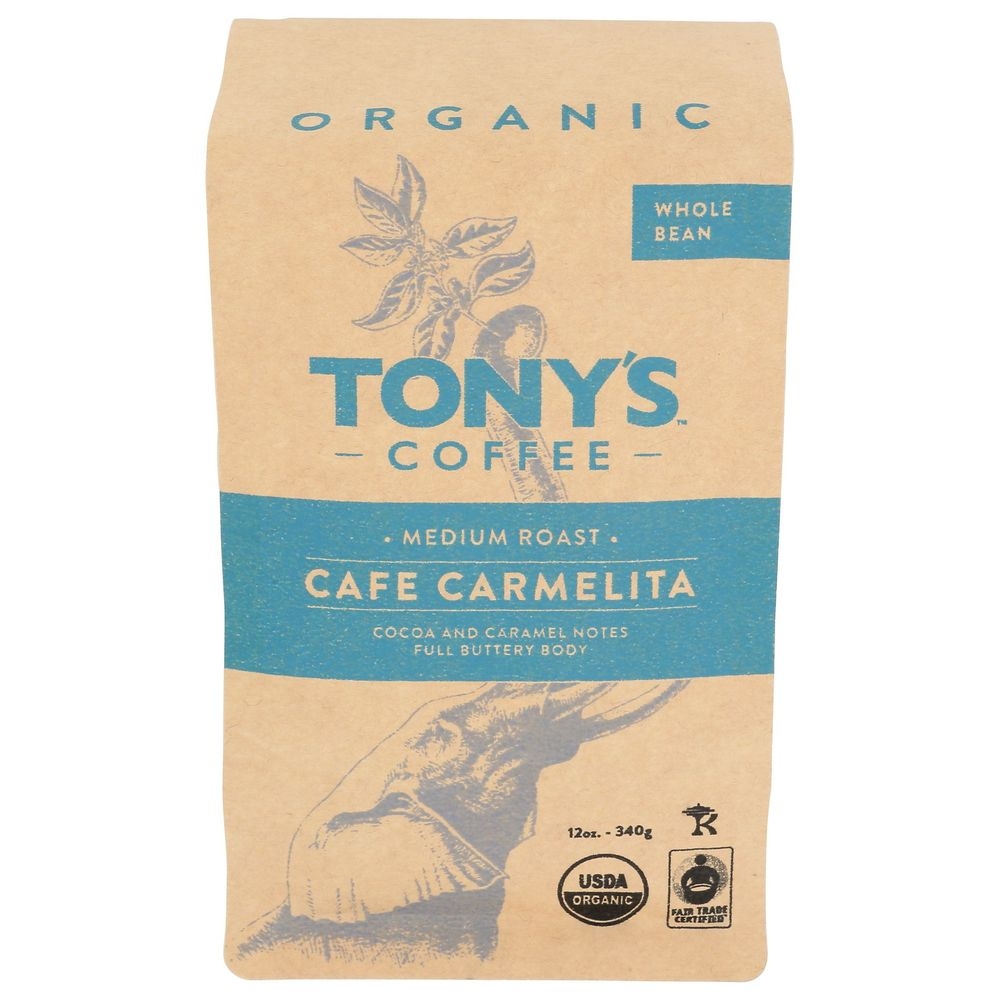 Tonys Coffee Café Carmelita Medium Roast Whole Bean Coffee, 12 Ounce -- 6 per case